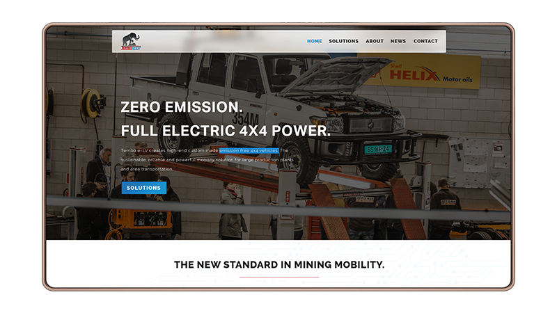 Tembo Website in copper frame. Mockup